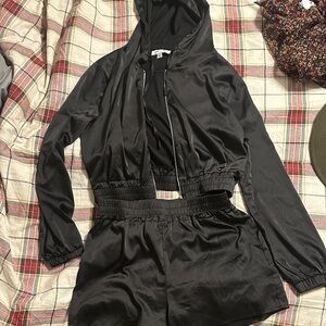 Black Hooded Romper